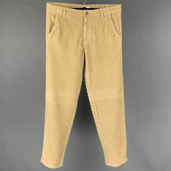 ERL Size XL Khaki Corduroy Cotton Zip Fly Dress Pants